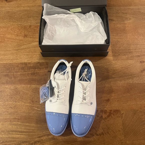 G/FORE Gallivanter Cap-Toe Golf Shoes Color Snow Vista - Picture 3 of 7